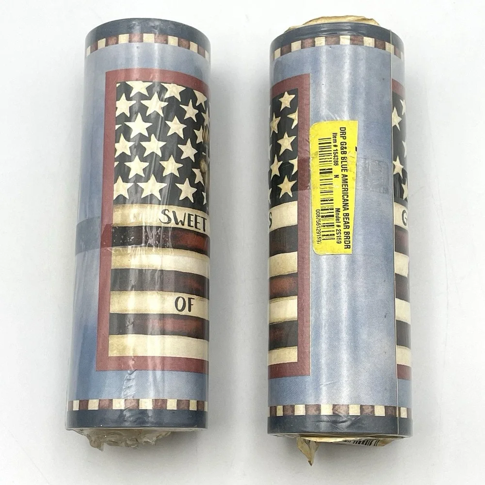 Vintage 1990s Wall Trends Americana Bear Wallpaper Border 2 Rolls Patriotic